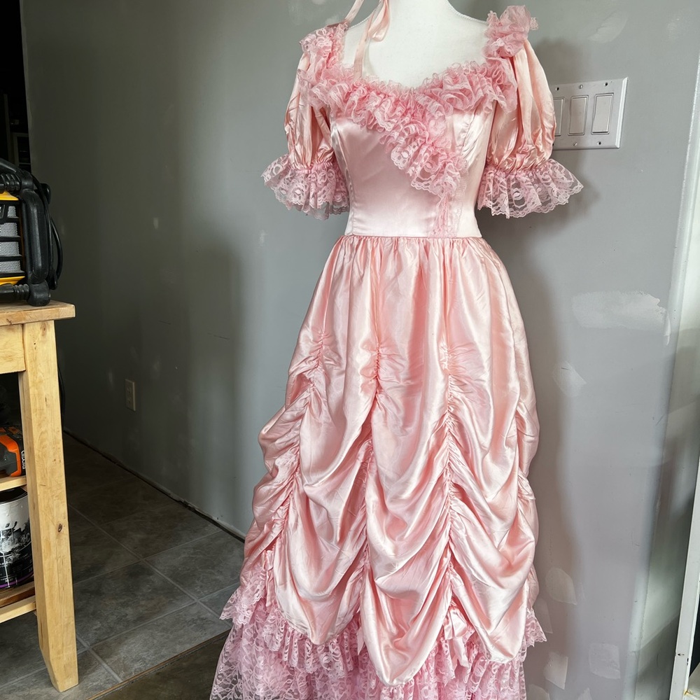 Elegant Pink Ruffled Gown